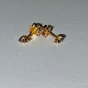 14k gold teeny tiny black diamond earrings
